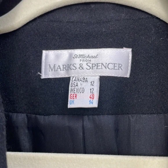 Vintage ST MICHAEL Mark & Spencer cashmere blend Blazer black classic - Picture 4 of 14